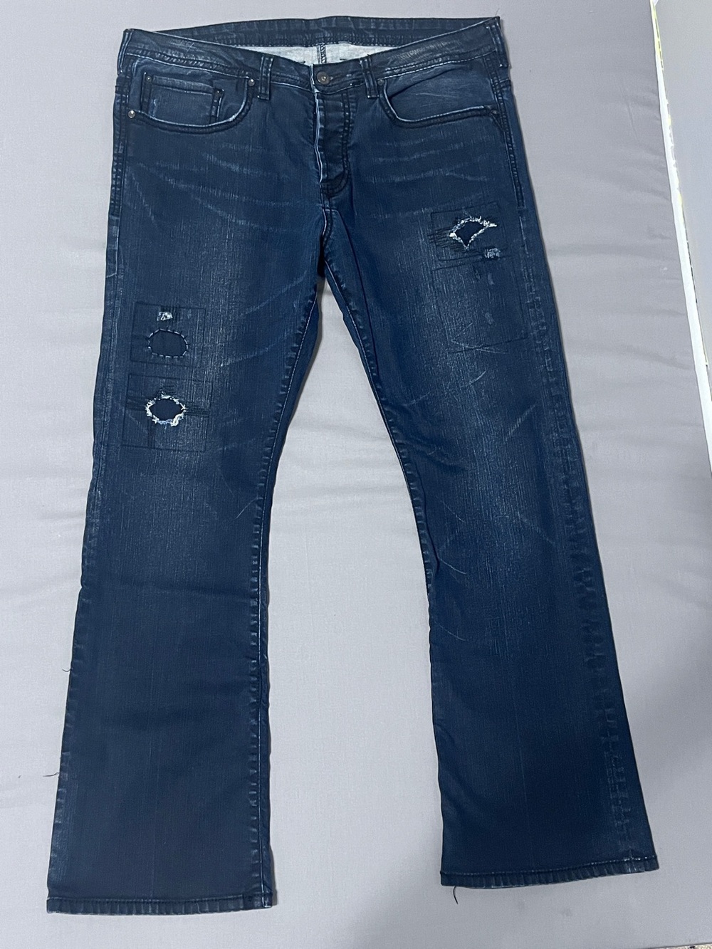 Buffalo Dark Blue Distressed Jeans Size 38X32